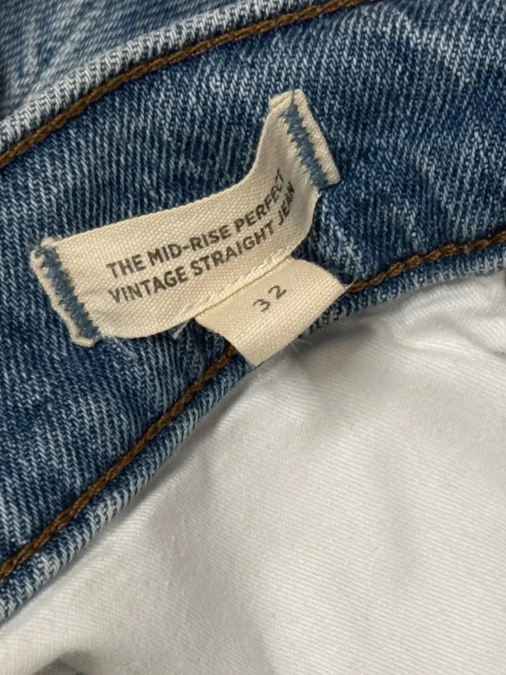 Madewell Jeans Mid Rise Perfect Vintage Distressed Straight Medium/ Light Wash